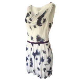 Ann Taylor LOFT Sundress Sz 10 Ivory/Black Cowl Neck Sleeveless Side Zip